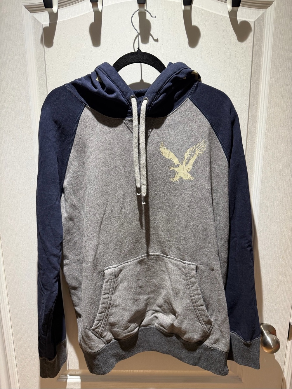 Vintage American Eagle Patch Pullover Hoodie Gray/Blue